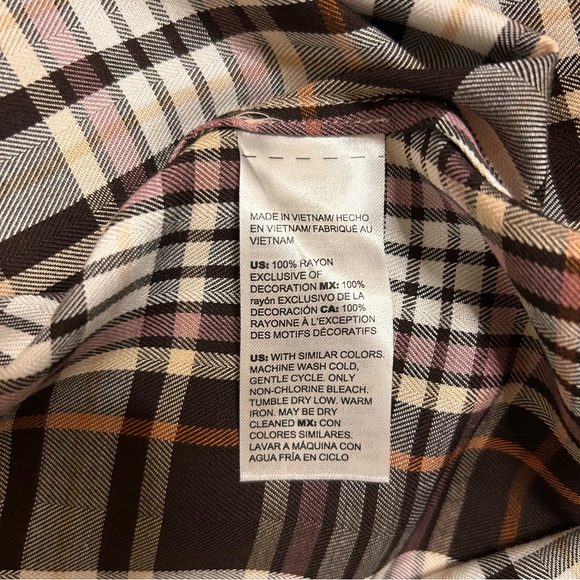 NWT Chico’s Ruffled Brown Plaid Shirt Large - Picture 10 of 10